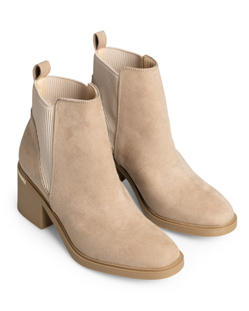Botín Beige Con Resorte Tira Oro 39902